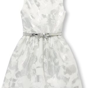 New! Children's Place Shimmering Silver and White Kids Dress 10